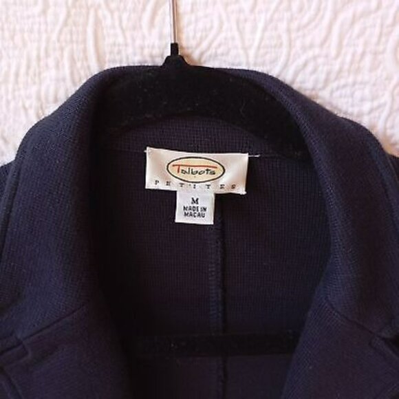Talbots Petite Jacket Military Style Cotton M Button Front PocketsNavy Blue - Picture 8 of 11